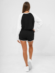 Juodai-baltas moteriškas sportinis dviejų dalių kostiumas OZONEE JS/M58631AB