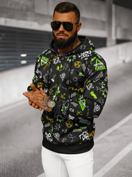 Juodas vyriškas džemperis su gobtuvu OZONEE JS/8B1186/3