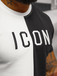 Baltai-juodas vyriški marškinėliai OZONEE O/7776T