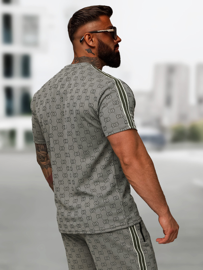 Tamsiai-pilkas vyriškas trumpas sportinio kostiumo komplektas OZONEE O/QQ1608AB