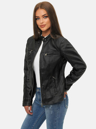 Juoda Moteriška Odinė Striukė OZONEE JS/11Z8010