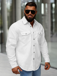 Balti vyriški džinsiniai marškiniai OZONEE L/CA777/2