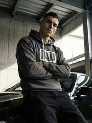 Grafitinis vyriškas džemperis su gobtuvu OZONEE JS/65B3909/5Z