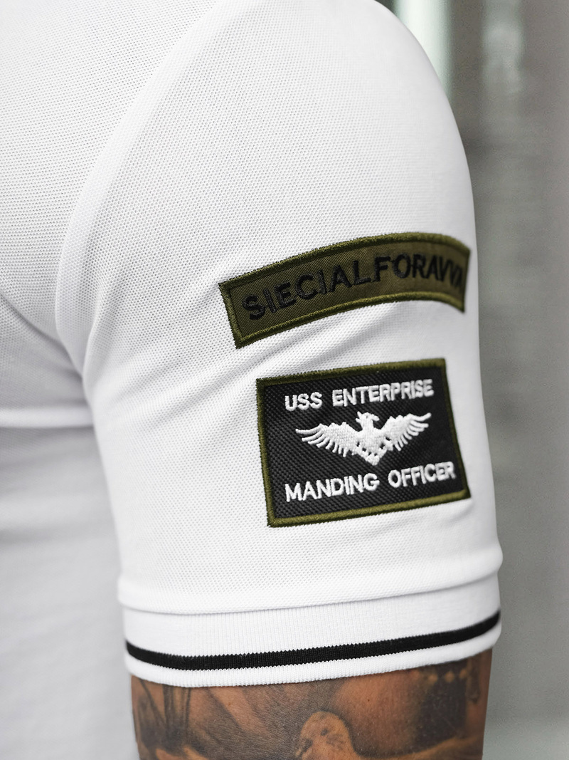 Balta vyriški polo marškinėliai OZONEE NB/MT3144