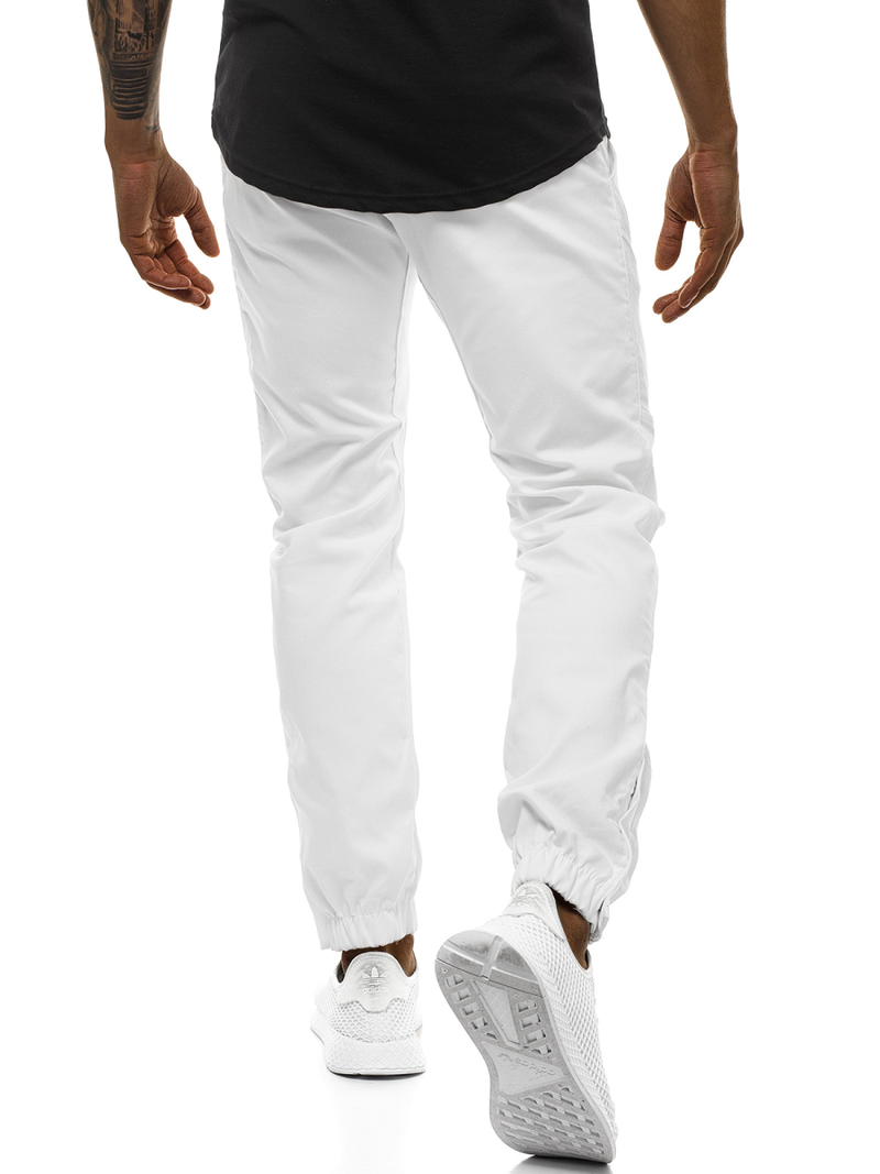 Baltos vyriškos chino jogger stiliaus kelnės OZONEE A/0952