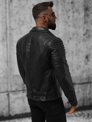 Juoda vyriška odinė striukė OZONEE O/8902