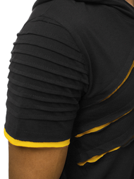 Juodai-Geltoni vyriški marškinėliai su gobtuvu OZONEE O/1187XZ