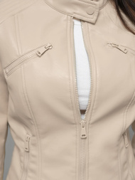 Smėlinis Moteriška Odinė Striukė OZONEE JS/11Z8131