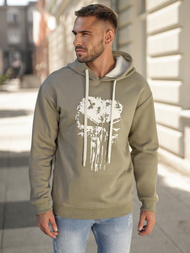 Rusvai žalsva vyriškas džemperis su gobtuvu OZONEE JS/65B3907/29