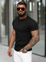 Juodi vyriški marškinėliai OZONEE O/QQ1386