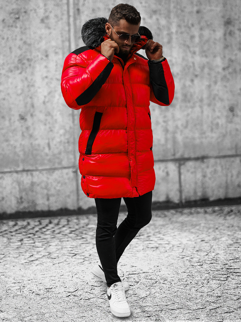 Raudona vyriška žieminė striukė OZONEE O/M800Z