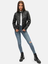 Juoda Moteriška Odinė Striukė OZONEE JS/11Z8010