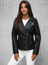 Juoda Moteriška Odinė Striukė OZONEE JS/11Z8097Z