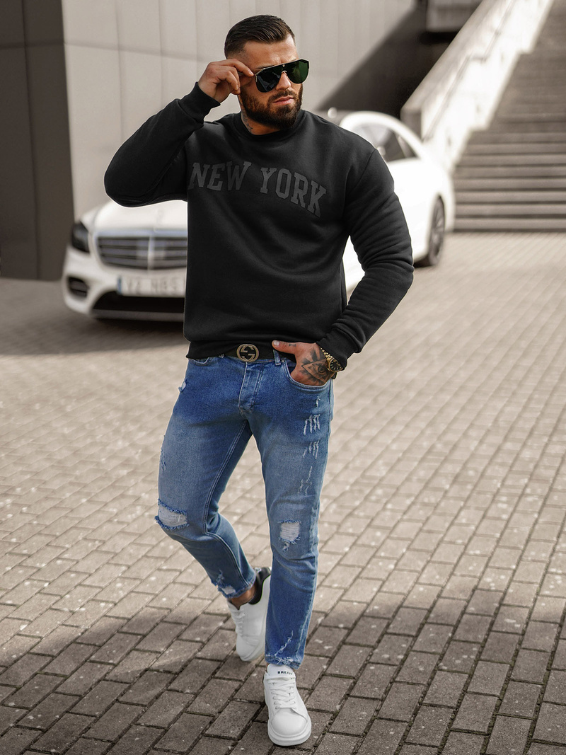 Juodas vyriškas džemperis OZONEE JS/8B1362/3