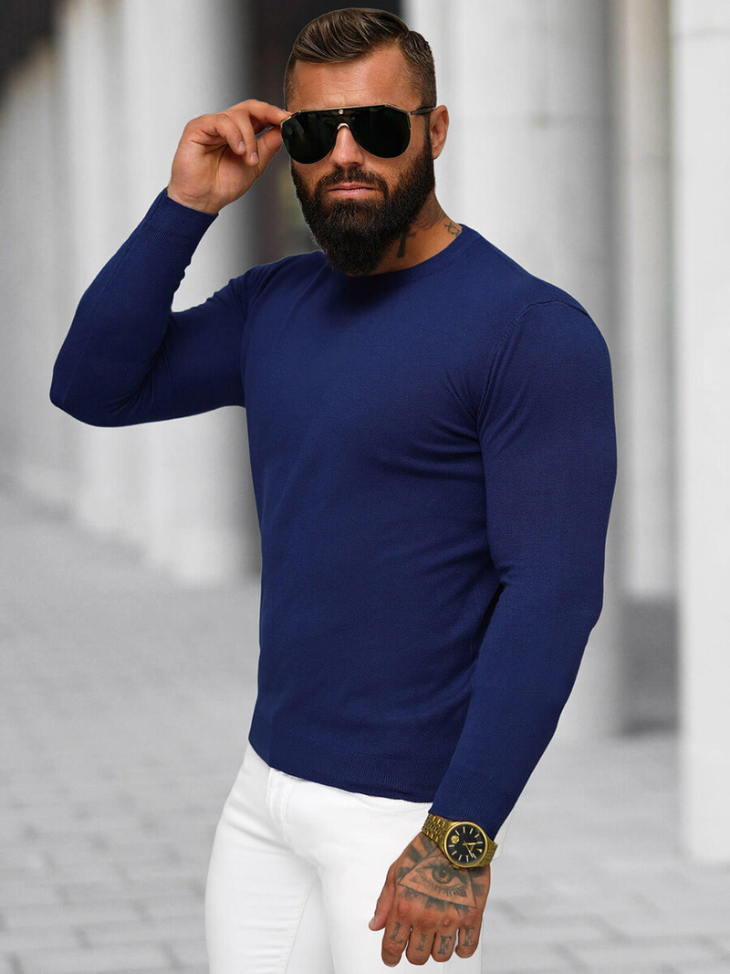 Tamsiai-mėlynas vyriškas megztinis OZONEE NB/MMB602/5Z