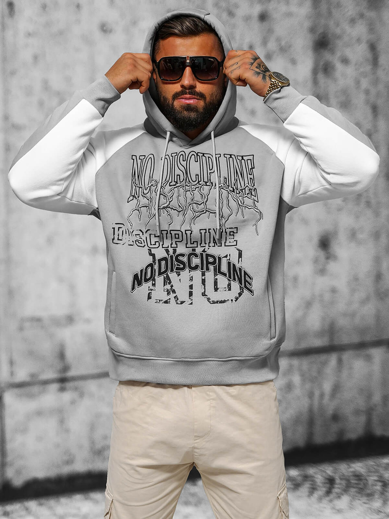 Pilka džemperis su gobtuvu OZONEE O/SWE23037