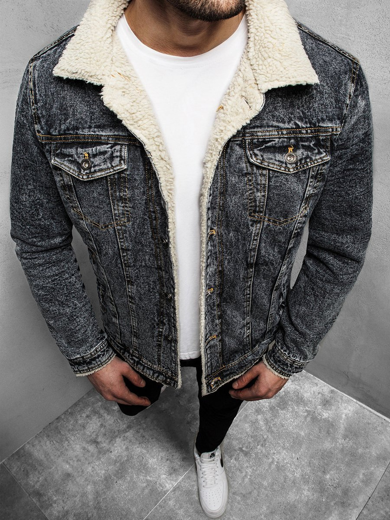 Grafitinė vyriška džinso striukė OZONEE JB/JP1109Z