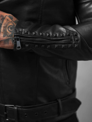 Juoda vyriška odinė striukė OZONEE O/8902