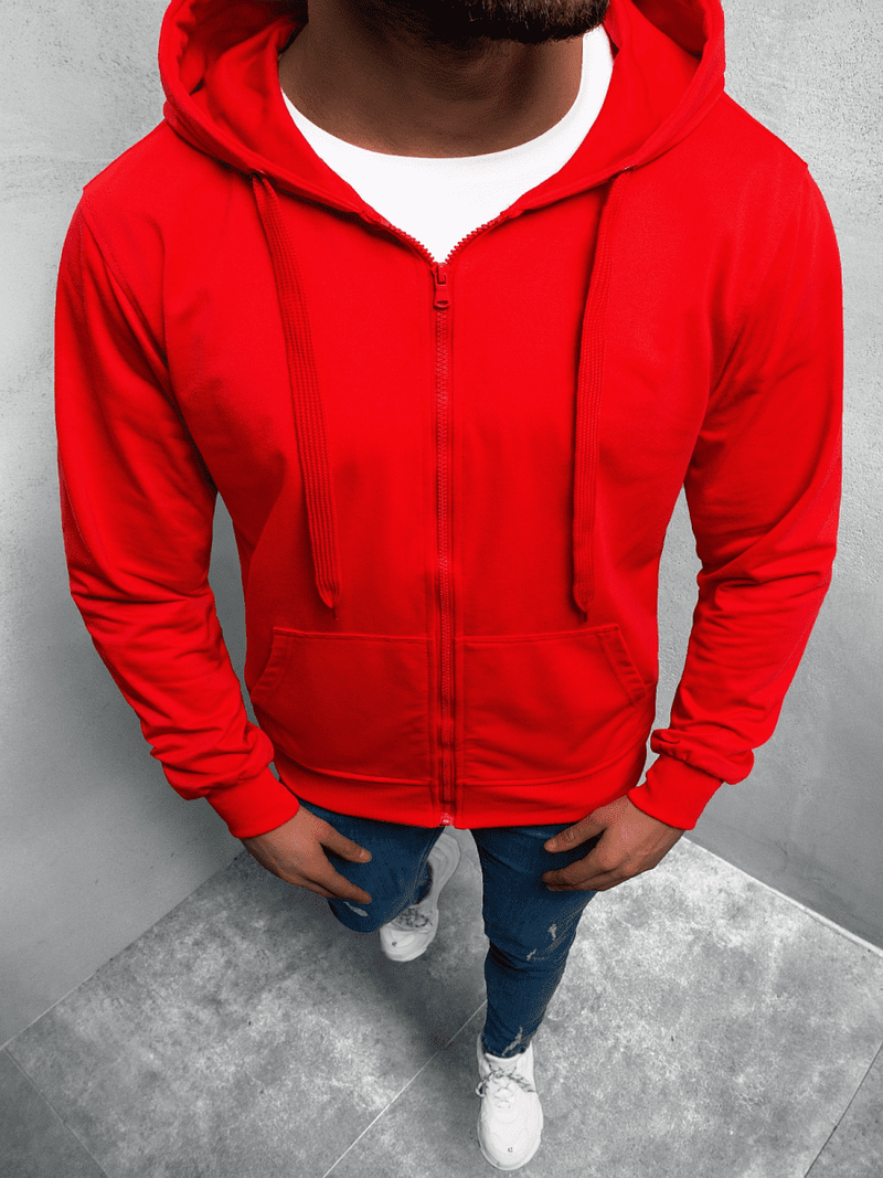 Raudona vyriškas džemperis su gobtuvu OZONEE JS/68B10002/18