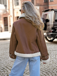 Ruda Moteriška Odinė Striukė OZONEE JS/11Z8177Z