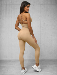 Smėlinis moteriškas sportinis dviejų dalių kostiumas OZONEE O/YJS7714