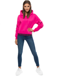 Rožinis moteriškas džemperis su gobtuvu OZONEE JS/B26030