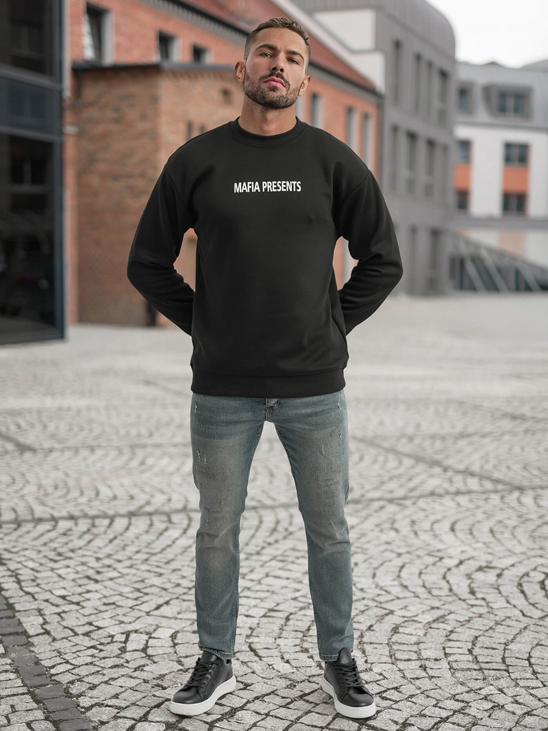 Juodas vyriškas džemperis OZONEE JS/65B3919/3