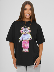 Juodi moteriški marškinėliai OZONEE DJ77423