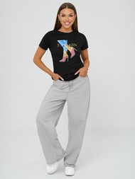 Juodi moteriški marškinėliai OZONEE JS/96T690/3