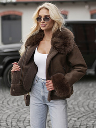 Šokoladas moteriška odinė striukė OZONEE JS/61M8505/84Z