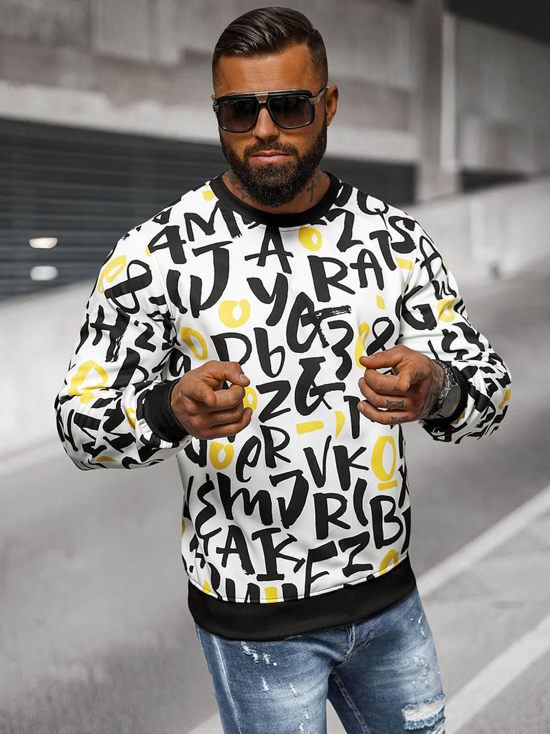 Balta vyriškas džemperis OZONEE JS/8B1220/1