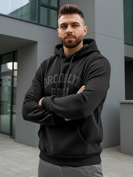 Juoda vyriškas džemperis su gobtuvu OZONEE JS/8B1969/3