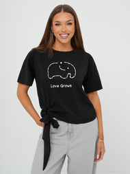 Juodi moteriški marškinėliai OZONEE JS/RJ77247