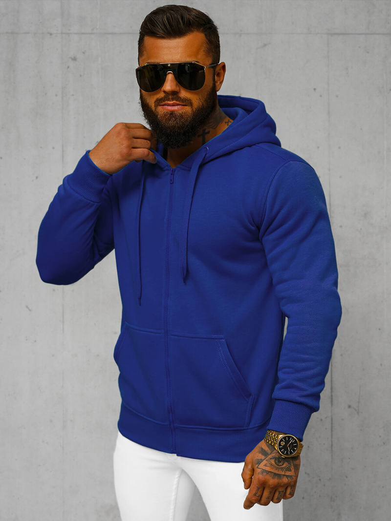 Kobaltinis džemperis su gobtuvu OZONEE JS/2008Z