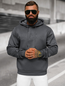 Grafitinis vyriškas džemperis su gobtuvu OZONEE JS/27B6502/5