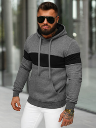 Grafitinis vyriškas džemperis su gobtuvu OZONEE JS/8B1316/5