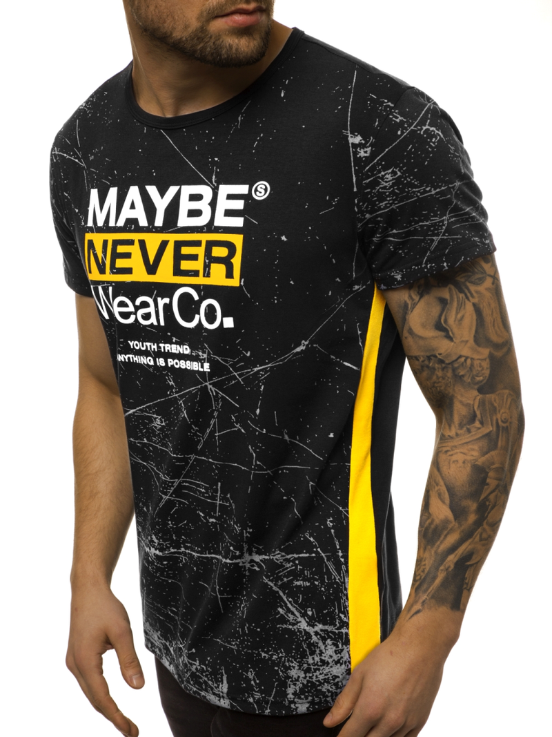 Juodi vyriški marškinėliai OZONEE JS/SS10915