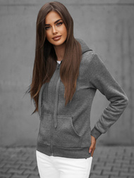 Grafitinis moteriškas džemperis su užtrauktuku OZONEE JS/W03Z