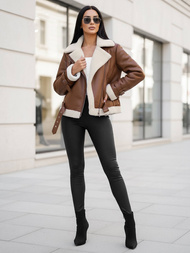 Ruda Moteriška Odinė Striukė OZONEE JS/11Z8177Z