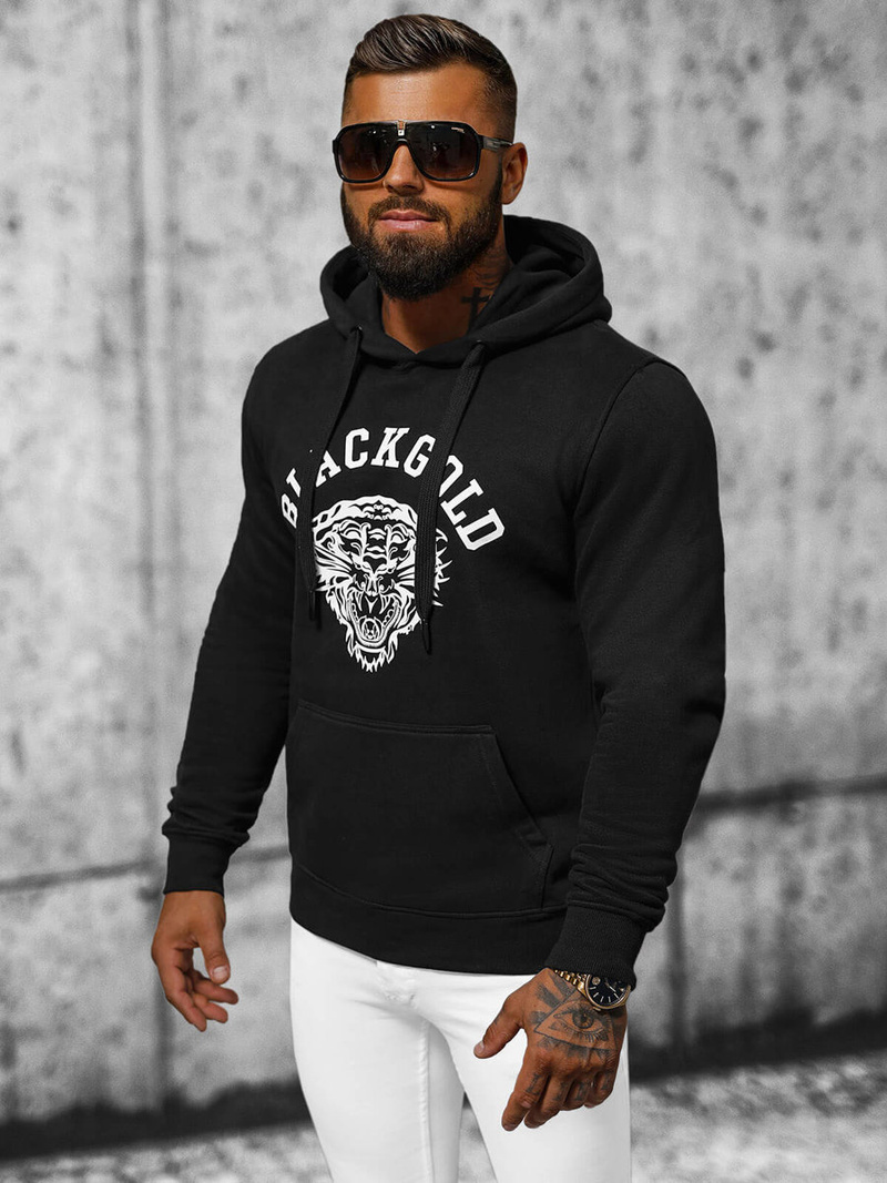 Juoda vyriškas džemperis su gobtuvu OZONEE NB/MF2007