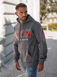 Grafitinis vyriškas džemperis su gobtuvu OZONEE JS/8B1739/5