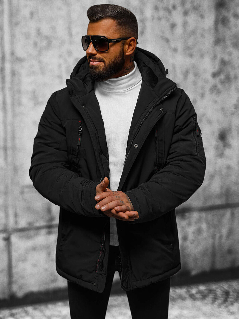 Juodi vyriška žieminė striukė OZONEE JS/5M718/392