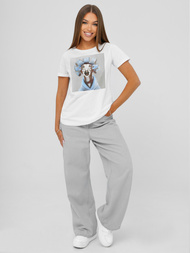 Baltai-pilki moteriški marškinėliai OZONEE JS/YJ77726