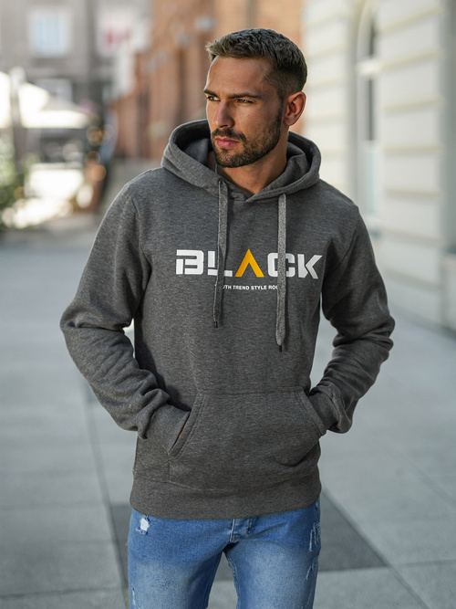 Grafitinis vyriškas džemperis su gobtuvu OZONEE JS/8B1756/5