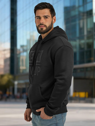 Juoda vyriškas džemperis su gobtuvu OZONEE JS/8B1983/3