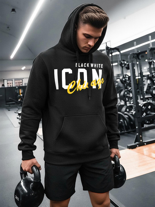 Juoda vyriškas džemperis su gobtuvu OZONEE JS/8B1736/3