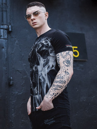 Juodi vyriški marškinėliai OZONEE MECH/2074T