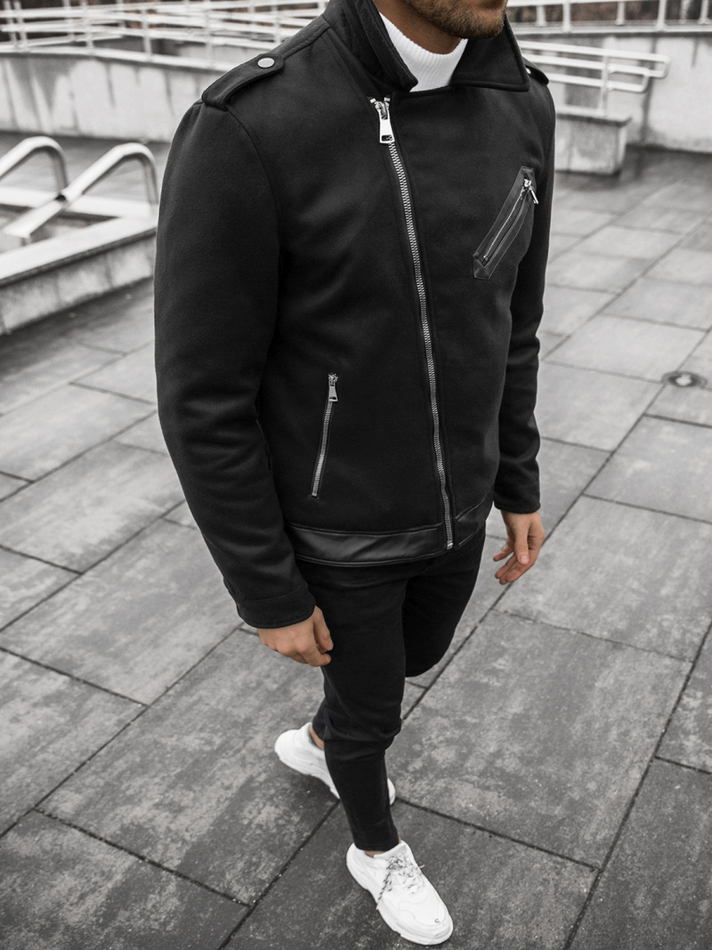 Pereinamojo laikotarpio juoda vyriška striukė OZONEE JS/M15501