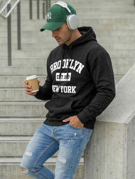 Juoda vyriškas džemperis su gobtuvu OZONEE JS/8B1767/3Z