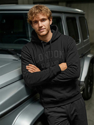 Juoda vyriškas džemperis su gobtuvu OZONEE JS/8B1986/3